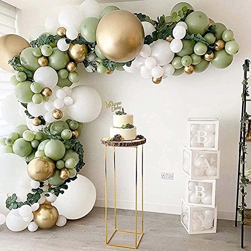 Kit de guirnalda de arco de globo, 105 globos de látex dorado y verde para fiesta de 45,7 cm globos de confeti para niños y niñas, baby shower, boda, fiesta de cumpleaños decoración