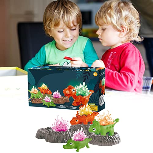 Kit de juguetes para cultivar cristales de bricolaje, kit de exploración de la ciencia con 4 dinosaurios, regalos creativos para el cultivo de la creatividad y la promoción de la relación entre padres