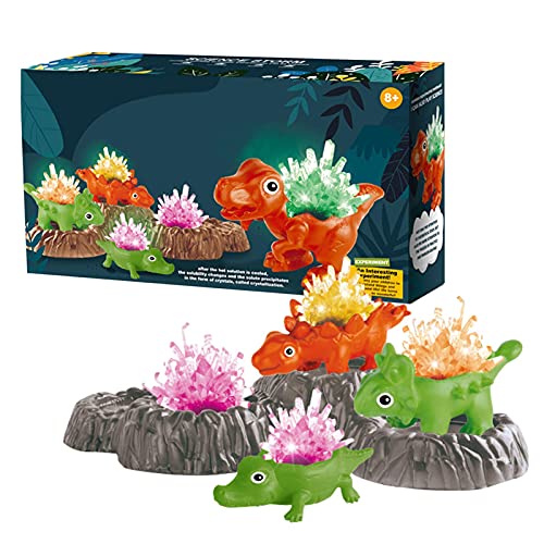 Kit de juguetes para cultivar cristales de bricolaje, kit de exploración de la ciencia con 4 dinosaurios, regalos creativos para el cultivo de la creatividad y la promoción de la relación entre padres