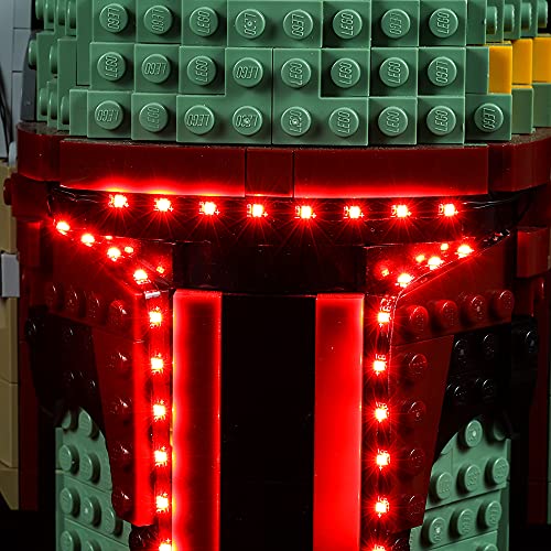 Kit de luz LED para Lego 75277 Star Wars Boba Fett Casco, Iluminación para Lego 75277 Modelo de bloques de construcción (solo luz incluida)