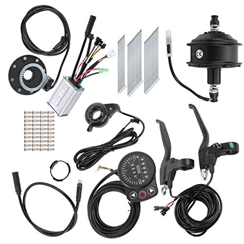 Kit de motor de cubo, 36 V 250 W Kit de conversión de bicicleta eléctrica de motor de cubo sin ruido con medidor de pantalla KT-900S para rueda de 24 pulgadas y 12 G(Unidad trasera n. ° 2)