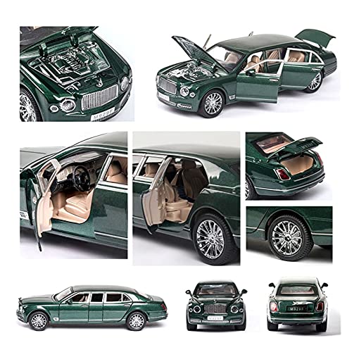 Kit Juguetes Coches Metal Resistente para Bentley Mulsanne Extended 1:24 Simulation Finale Alloy Sound and Light Car Model Gift Collection Maravilloso Regalo (Color : Verde)