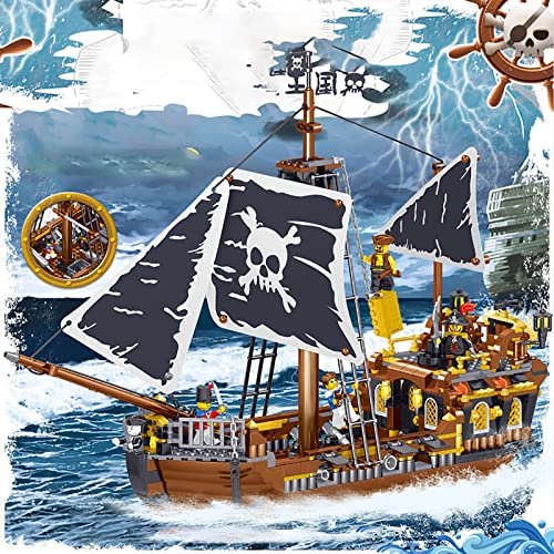 Kit Modelo Barco Pirata Vela, Bloques Construcción Barco Pirata Grandes, 722 Bloques Construcción Abrazadera, Juego Construcción Barcos Modular, Juguetes Construcción Compatibles Con Lego