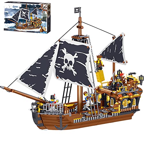 Kit Modelo Barco Pirata Vela, Bloques Construcción Barco Pirata Grandes, 722 Bloques Construcción Abrazadera, Juego Construcción Barcos Modular, Juguetes Construcción Compatibles Con Lego