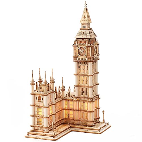 Kits de modelo de madera de rompecabezas en 3D, modelo de arte de puente y torre de reloj, construcción luminosa de edificios creativos, kits de arte de rompecabezas mejor regalo