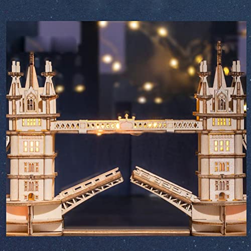 Kits de modelo de madera de rompecabezas en 3D, modelo de arte de puente y torre de reloj, construcción luminosa de edificios creativos, kits de arte de rompecabezas mejor regalo