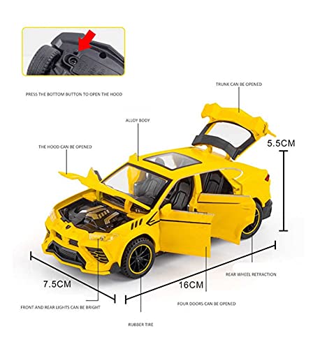 Kits Juguete Modelo Coche Clásico 1/32 para Rambo Urus SUV Modelo De Coche Diecast Material De Aleación 6 Puertas Que Se Pueden Abrir Juguetes De Regalo para Niños Expresión De Amor (Color : 1)