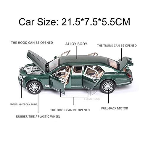 Kits Modelos Coches Clásicos 1/24 For Bentley Mulsanne Modelo Fundido A Presión con Sonido Y Luz, Coche De Juguete For Regalo De Niño Regalo Amor Vacaciones (Color : Verde)