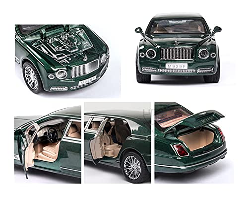 Kits Modelos Coches Clásicos 1/24 For Bentley Mulsanne Modelo Fundido A Presión con Sonido Y Luz, Coche De Juguete For Regalo De Niño Regalo Amor Vacaciones (Color : Verde)