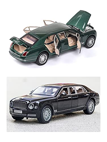 Kits Modelos Coches Clásicos 1/24 For Bentley Mulsanne Modelo Fundido A Presión con Sonido Y Luz, Coche De Juguete For Regalo De Niño Regalo Amor Vacaciones (Color : Verde)