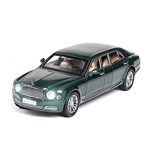 Kits Modelos Coches Clásicos 1/24 For Bentley Mulsanne Modelo Fundido A Presión con Sonido Y Luz, Coche De Juguete For Regalo De Niño Regalo Amor Vacaciones (Color : Verde)