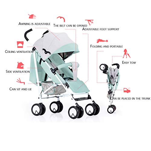 KKCD-Cochecito De Bebésilla De Paseo Sillón Plegable, Sistema De Viaje Compacto Y Liviano, Espacioso Desde El Nacimiento El Cochecito Se Puede Sentar Reclinable Plegable Portátil Amortiguador Carro De