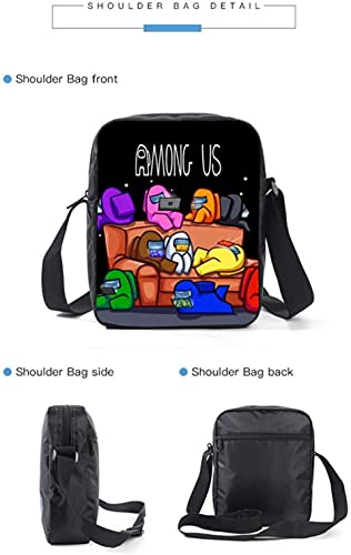 KKP SET 3 PCS Mochila Among Us Escolar Infantil ,Estuche escolar lápices y Bolsa Merienda de Cuerdas, Mochila Juego el Impostor para Niños Con Diseño 3D Ideal Set Para Colegio