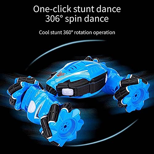 Klobvtt 2.4G RC Stunt Car, 360 ° Control Remoto Dual Drift Off-Road RC Cars, One-Click Deformation Trick Twist Vehículo con Luces Música, Detección de Gestos Vehículos controlados por Radio