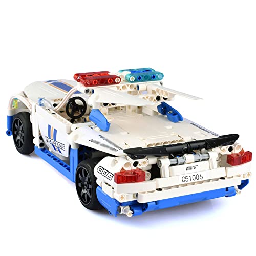 Klobvtt Coche de policía de 2.4G RC, bloques de construcción, rompecabezas educativo, juguetes de ensamblaje, autos, vehículo de carreras de bloques de construcción con control remoto eléctrico, model