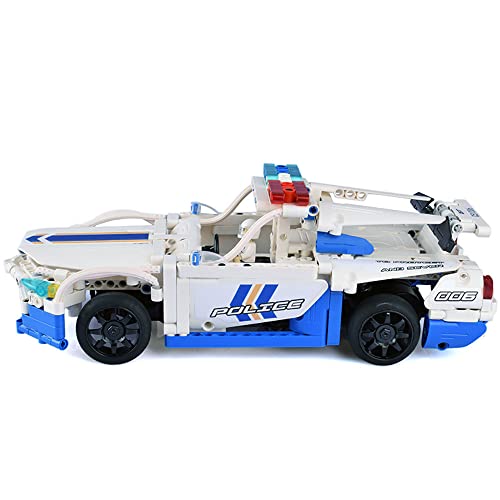 Klobvtt Coche de policía de 2.4G RC, bloques de construcción, rompecabezas educativo, juguetes de ensamblaje, autos, vehículo de carreras de bloques de construcción con control remoto eléctrico, model