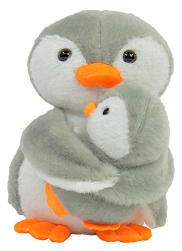 Kögler- Dúo de Peluche con mamá de pingüino con bebé, Aprox. 16 cm de Alto, niños, Color Gris, Blanco (27004)