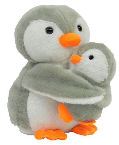 Kögler- Dúo de Peluche con mamá de pingüino con bebé, Aprox. 16 cm de Alto, niños, Color Gris, Blanco (27004)