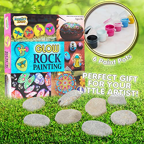 KreativeKraft Piedras Para Pintar, Manualidades Niños Con Pintura Que Brilla En La Oscuridad, Juguetes Creativos Para Niños