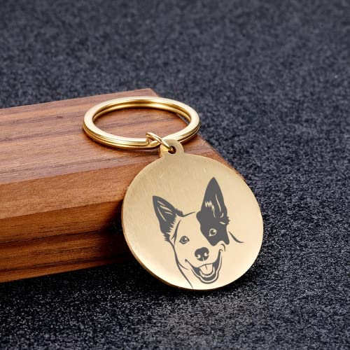 krui Llaveros Personalizados con Foto,Llaveros Grabados Personalizados,Llavero Mascota Personalizado,Llaveros para Niños,Llaveros De Perros (Oro Rosa)