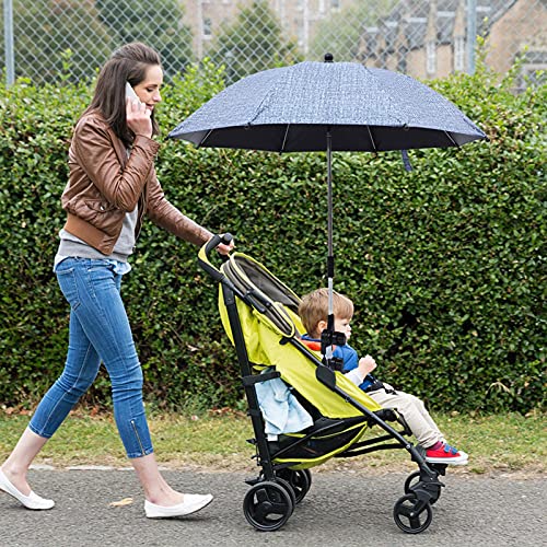 Ksruee Sombrilla para Cochecito, Paraguas para Cochecito de bebé de 30 Pulgadas con Abrazadera de fijación Ajustable, Parasol Impermeable Universal Anti-UV 50+ protección Solar UV para Cochecito