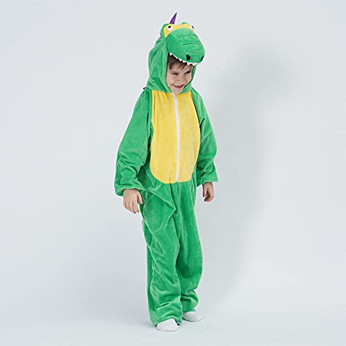 KUNHAN Pijama Mono Animales Disfraz Animales de Dibujo Animales Verde, Traje de Bebé Dinosaur Kigurumis, Mono para Todo-Pequeño, Flanelle Confortable-Verde_90