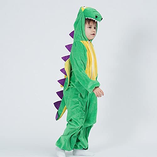 KUNHAN Pijama Mono Animales Disfraz Animales de Dibujo Animales Verde, Traje de Bebé Dinosaur Kigurumis, Mono para Todo-Pequeño, Flanelle Confortable-Verde_90