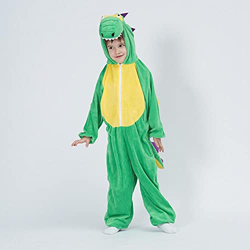 KUNHAN Pijama Mono Animales Disfraz Animales de Dibujo Animales Verde, Traje de Bebé Dinosaur Kigurumis, Mono para Todo-Pequeño, Flanelle Confortable-Verde_90