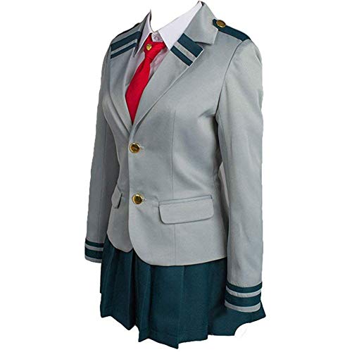 LACKINGONE Boku no Hero Academia My Hero Academia Tsuyu Uniforme Escolar Traje de Cosplay para Mujer Chicas Dama, Gris(M)