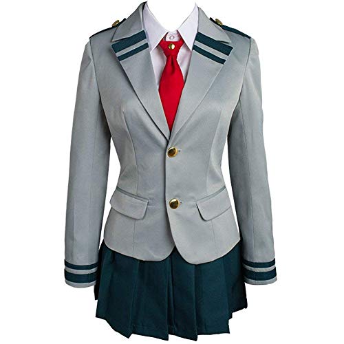 LACKINGONE Boku no Hero Academia My Hero Academia Tsuyu Uniforme Escolar Traje de Cosplay para Mujer Chicas Dama, Gris(M)