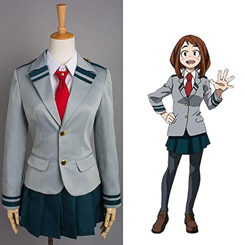 LACKINGONE Boku no Hero Academia My Hero Academia Tsuyu Uniforme Escolar Traje de Cosplay para Mujer Chicas Dama, Gris(M)