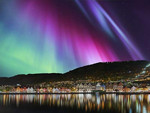 Lais Puzzle Bergen Noruega con la Aurora Boreal 1000 Piezas