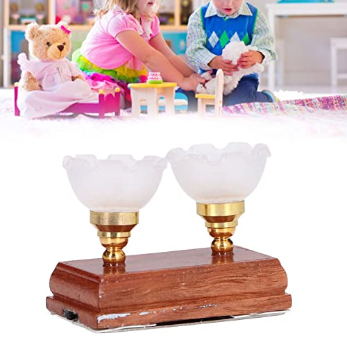 Lámpara a Escala 1/12, Candelabro de Casa de Muñecas Simulado, Cabeza Doble Decorativa, Exquisito Retro para Niños