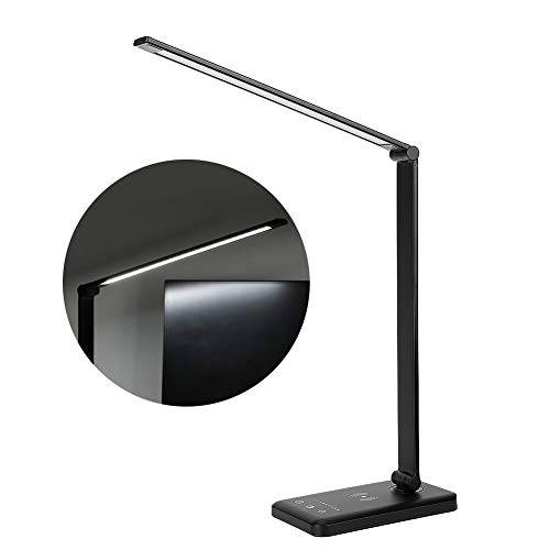 Lámpara de mesa, lámpara de noche LED, DC5V 2A, lámpara de escritorio LED alimentada por USB, cargador inalámbrico, luz de mesa regulable para dormitorio de estudio(B)