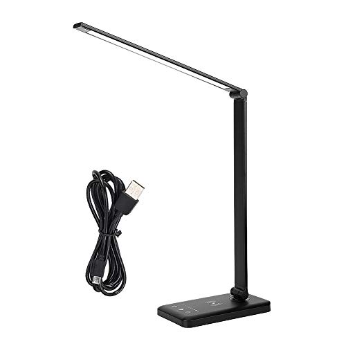 Lámpara de mesa, lámpara de noche LED, DC5V 2A, lámpara de escritorio LED alimentada por USB, cargador inalámbrico, luz de mesa regulable para dormitorio de estudio(B)