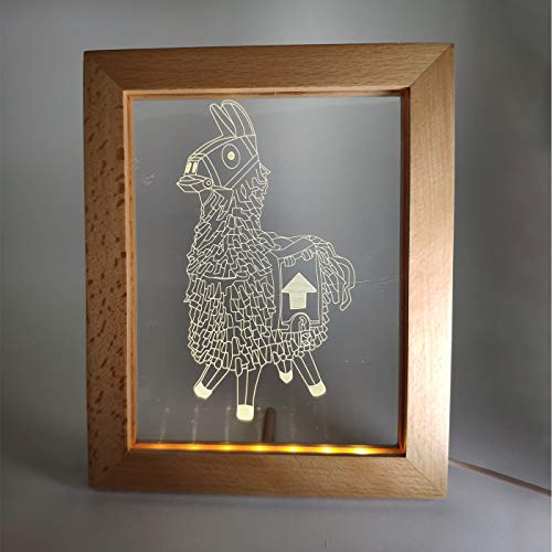 Lamparas de Mesa de Noche - Luz Led Modelo 2021 Hecho en Madera - Led con Tu Forma Favorita - Lamparas Infantiles de Decoración - Regalo Original para Niños Tactil Modernas Salon (LLAMA.FORTNIT)