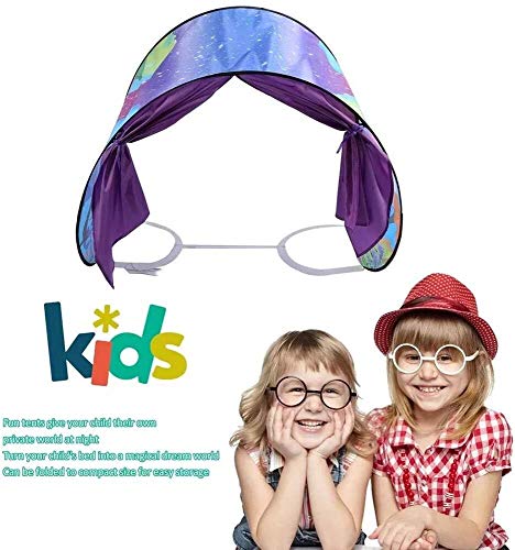 LAMPSJN Tiendas Infantiles Kids Play Tent (con luz) la Cama del Mundo mágico Cortinas Kid Fantasia Sueño Kids Pop Up Cama Carpa Casa, cumpleaños, Fácil de Instalar Tiendas de Tunel