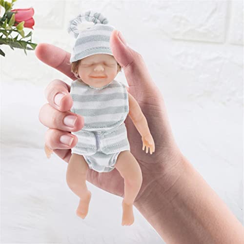 Lamptti Mini Muñecas Reborn Niña 15cm Silicona Suave Realista Recién Nacido Muñecas de Silicona Suave de Cuerpo Completo con Sonrisa