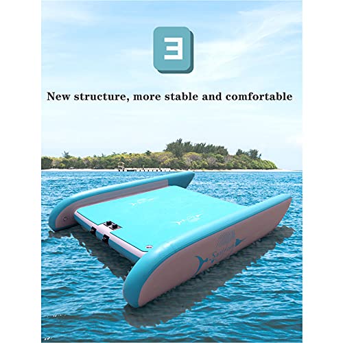 LANHA 260/320CM Isla Hinchable Flotante, Portátil Colchoneta Hinchable Plataforma Inflable de balsa No Requiere ensamblaje Muelle Flotante Cubierta de natación Inflable para 4-5 Personas