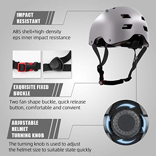 LANOVAGEAR Casco Skate,Casco Bicicleta con CE Certifiacdo,Unisex Adultos Jovenes Ninos Casco patinete para Ciclismo Skate Patinaje Skateboard