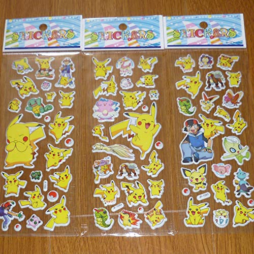 Lanseede Pokemon Pikachu 3D Puffy Stickers Niños Pegatinas para Niñas 12 Hojas Diferentes 250+ Pegatinas de Sombreo de Pikachu Cumpleaños Infantiles y Regalos para invitados