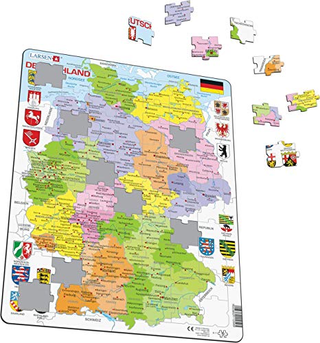 Larsen A11 Mapa Político de Alemania, edición en Alemán, Puzzle de Marco con 70 Piezas