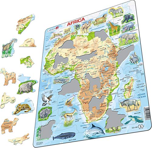 Larsen A22 Mapa físico de África, edición en Inglés, Puzzle de Marco con 63 Piezas