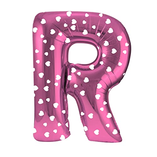 LASE C9, Globos de Cumpleaños con Letras, Metalizados y de Colores. Incluye Inflador y pegatinas adhesivas. Decoración para Fiestas de Niños y Adultos. Happy Birthday Decoración. 45cm (R, Rosa)