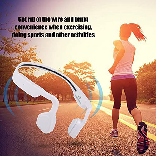 Lazmin112 Auriculares de Conducción ósea con Reducción de Ruido Tipo Cuello, Bluetooth 4.2 Auriculares Deportivos Al Aire Libre con Cancelación de Ruido para Entrenamientos Correr Conducción(Blanco)