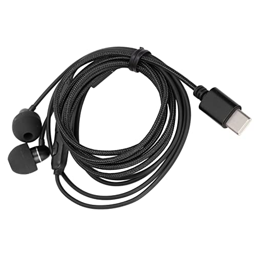 Lazmin112 Auriculares Internos con Cable Tipo C, Auriculares Tipo C de 1,2 M con Micrófono Y Control de Volumen Estéreo de Graves de Alta Fidelidad para Teléfonos Inteligentes Y Computadoras(Negro)