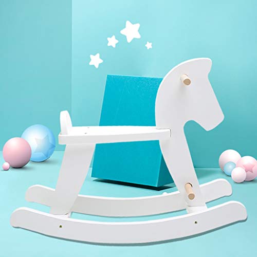 LCSHAN Caballo Mecedora Viento nórdico niños Caballo Mecedora Caballo de Madera Caballo de Madera Blanca Caballo Mecedora Caballo pequeño Caballo Mecedora bebé Juguete