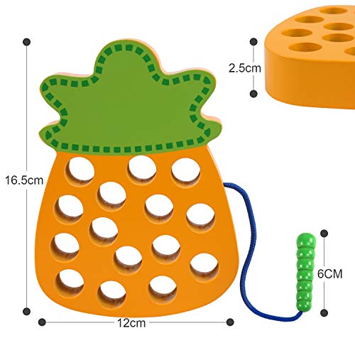 LEADSTAR Juguetes Niños 2 Años, Juguetes Montessori 1 Años, Enhebrar Juguetes de Madera, Juegos Educativos Niños para 1 2 3 4 5 Años, Relajantes Toys de Viaje (Piña)