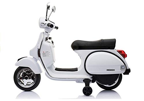 LeanToys Vehículo eléctrico de moto Vespa Piaggio PX150 (blanco)