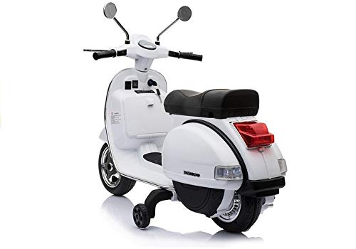 LeanToys Vehículo eléctrico de moto Vespa Piaggio PX150 (blanco)